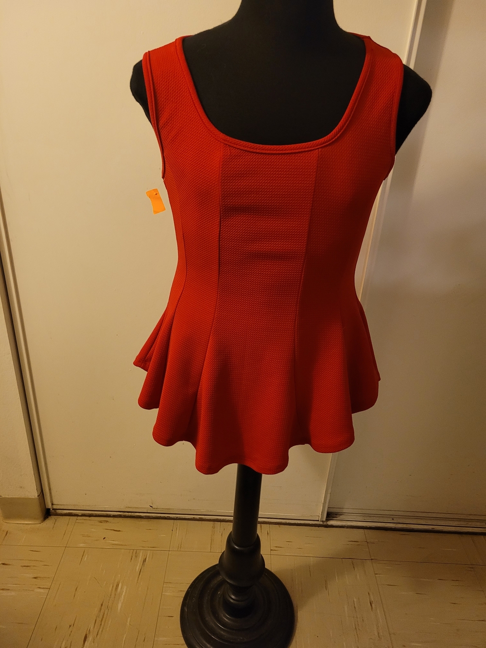Sleeveless Red Peplum Tank Top